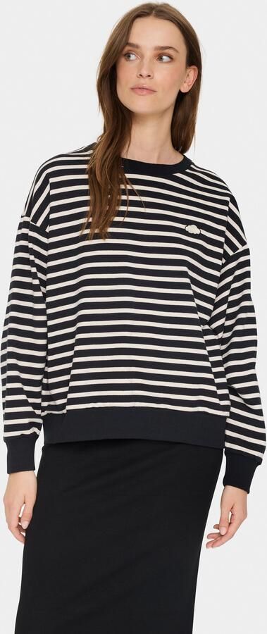 Saint Tropez Gestreepte Sweatshirt met Geborduurd Detail Black Dames - Foto 5