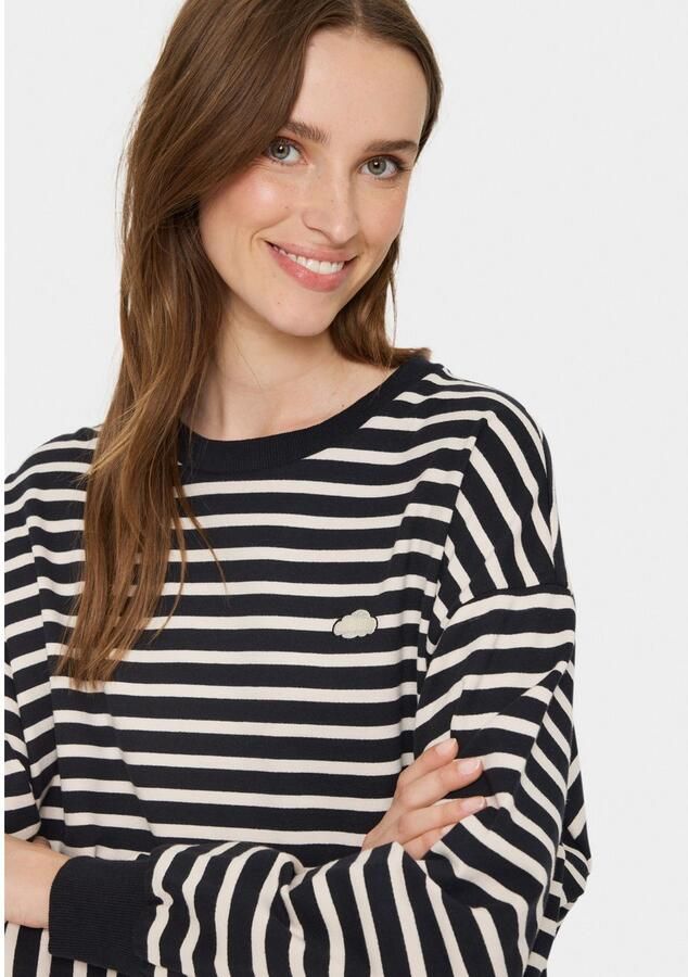 Saint Tropez Gestreepte Sweatshirt met Geborduurd Detail Black Dames - Foto 2