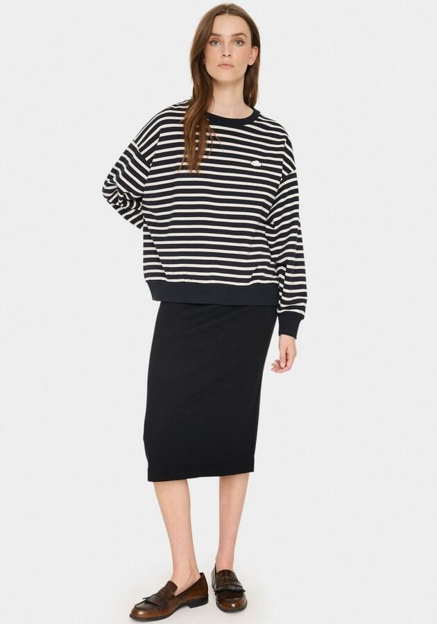 Saint Tropez Gestreepte Sweatshirt met Geborduurd Detail Black Dames - Foto 4