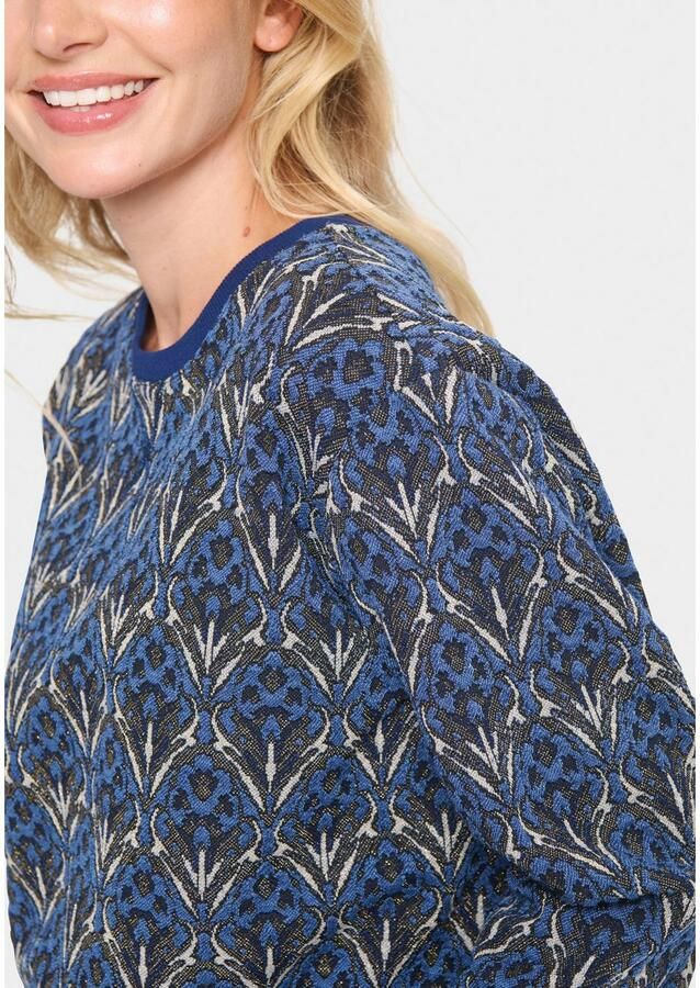 Saint Tropez Haraldasz Sweatshirt met Fijn Patroon Blue Dames
