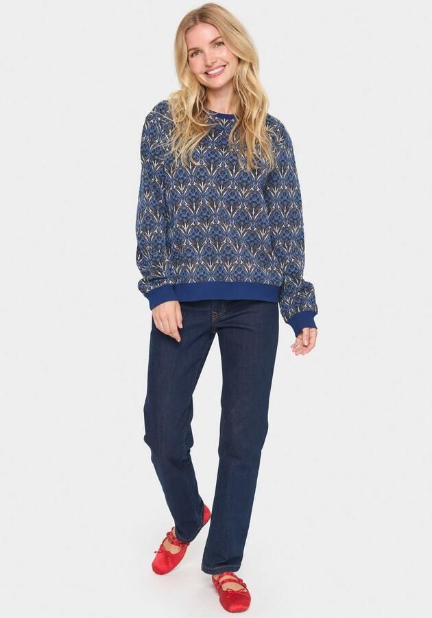 Saint Tropez Haraldasz Sweatshirt met Fijn Patroon Blue Dames - Foto 3