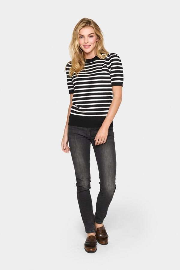 Saint Tropez Gestreepte Pullover Trui Zwart Mila Stripe Black Dames - Foto 4