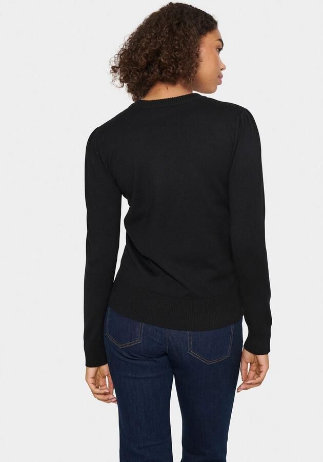 Saint Tropez Zwarte Gebreide Pullover met Similisten Detail Black Dames - Foto 3