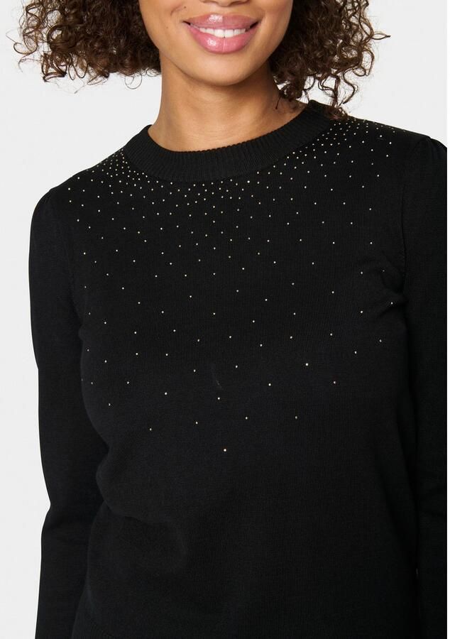 Saint Tropez Zwarte Gebreide Pullover met Similisten Detail Black Dames - Foto 2