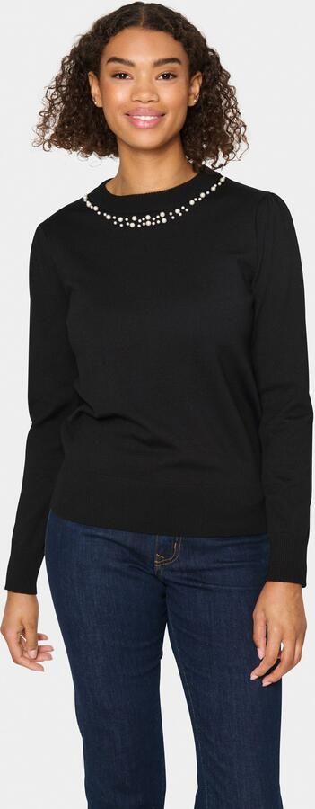 Saint Tropez Zwarte Gebreide Pullover met Kralen Ronde Hals Black Dames - Foto 5