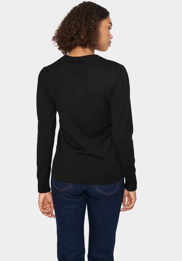Saint Tropez Zwarte Gebreide Pullover met Kralen Ronde Hals Black Dames - Foto 3