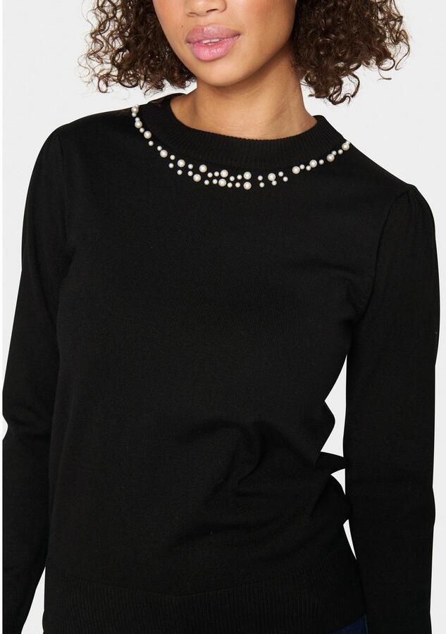 Saint Tropez Zwarte Gebreide Pullover met Kralen Ronde Hals Black Dames - Foto 2
