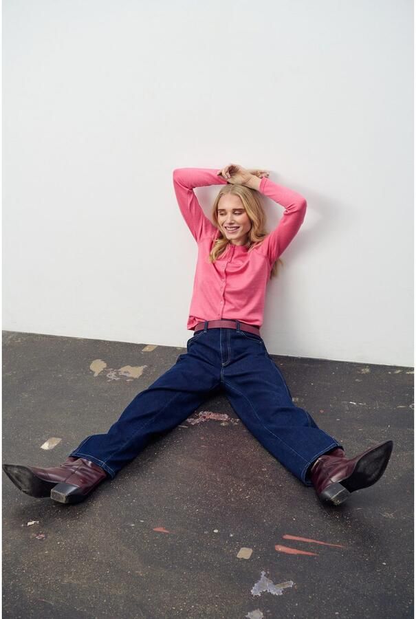 Saint Tropez Vest A8661 MilaSZ R-Neck Cardigan Viscose fijn gebreid Classic Fit