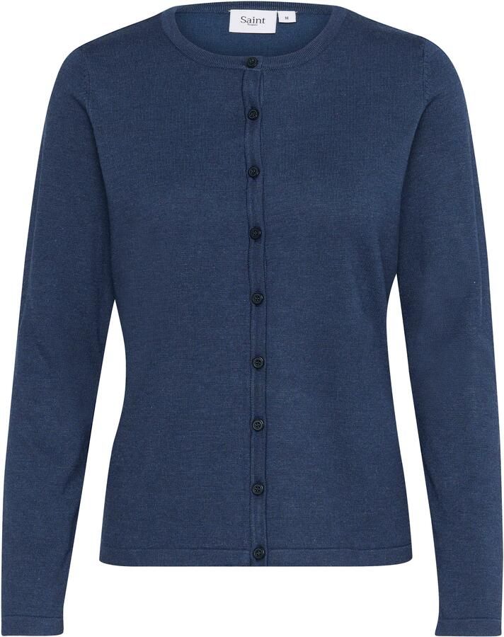 Saint Tropez Vest A8661 MilaSZ R-Neck Cardigan Viscose fijn gebreid Classic Fit