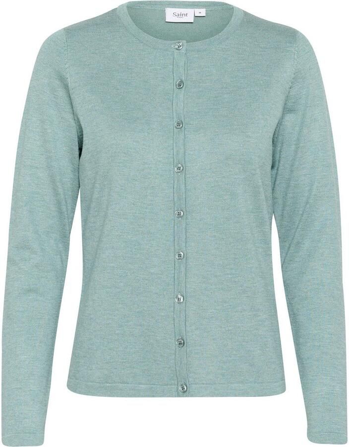 Saint Tropez Vest A8661 MilaSZ R-Neck Cardigan Viscose fijn gebreid Classic Fit