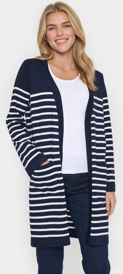 Saint Tropez Gestreepte Open Cardigan Baritone Ice Blue Dames - Foto 5