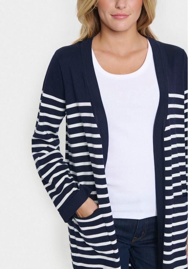 Saint Tropez Gestreepte Open Cardigan Baritone Ice Blue Dames