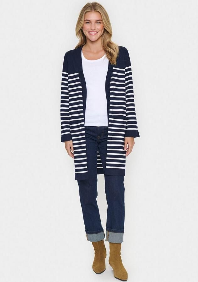 Saint Tropez Gestreepte Open Cardigan Baritone Ice Blue Dames - Foto 2