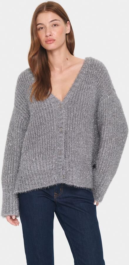Saint Tropez Zilver Gebreid Vest Halfasz Stijl Gray Dames - Foto 6