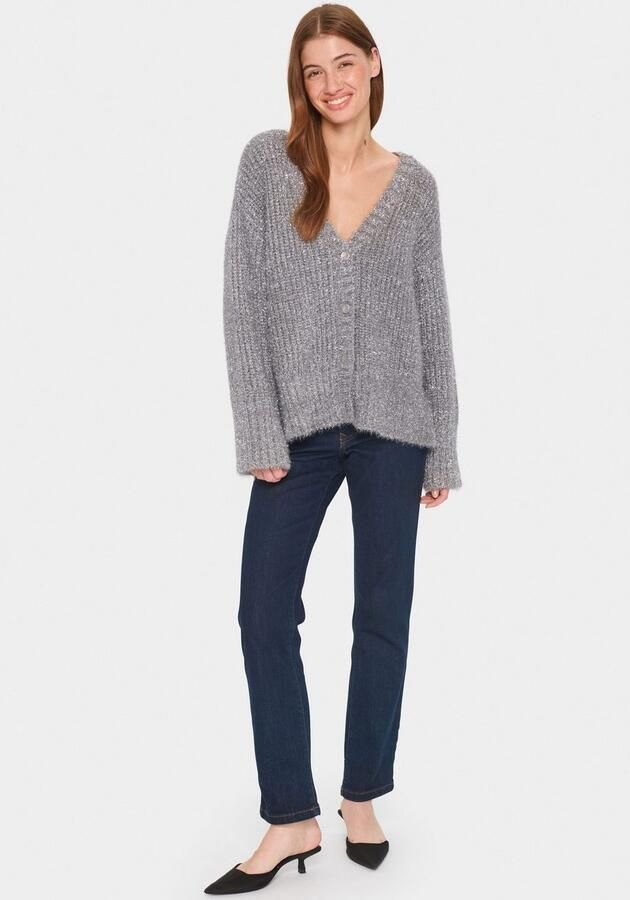 Saint Tropez Zilver Gebreid Vest Halfasz Stijl Gray Dames - Foto 5