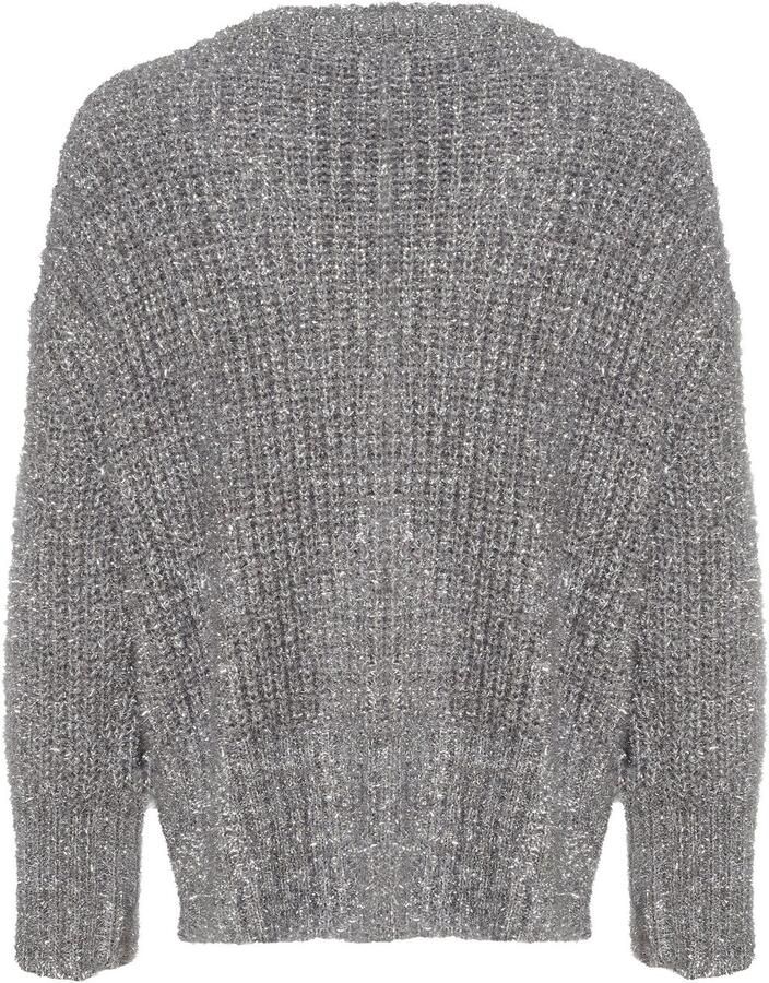 Saint Tropez Zilver Gebreid Vest Halfasz Stijl Gray Dames