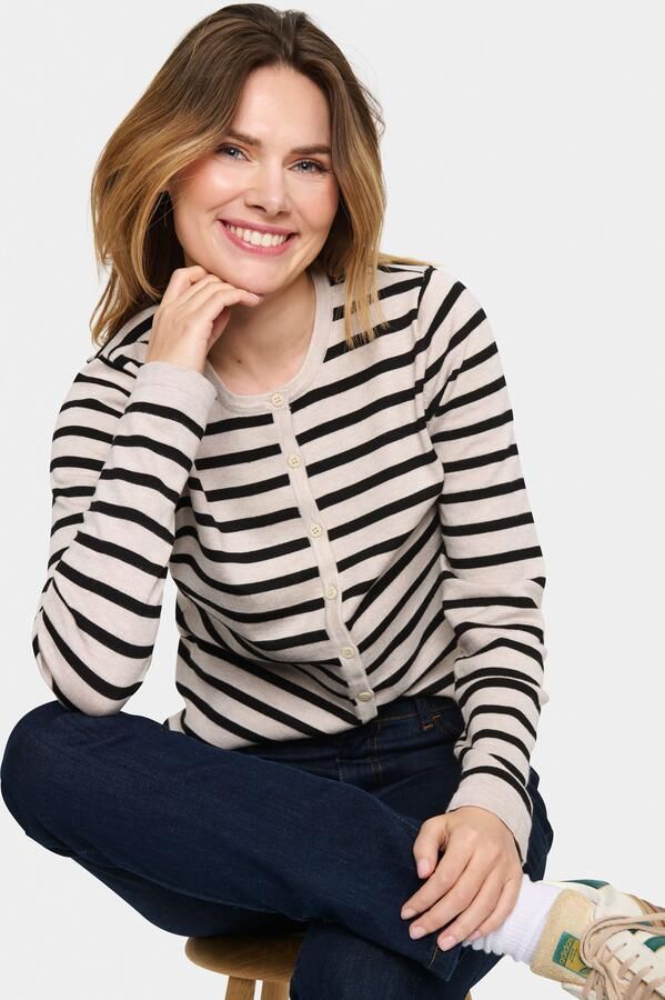 Saint Tropez Gestreepte Vest Grijs Morn Mila Stripe Beige Dames - Foto 3