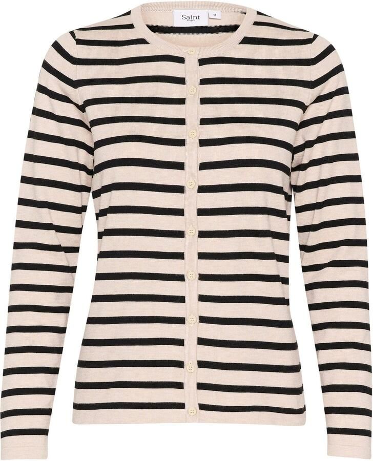 Saint Tropez Gestreepte Vest Grijs Morn Mila Stripe Beige Dames
