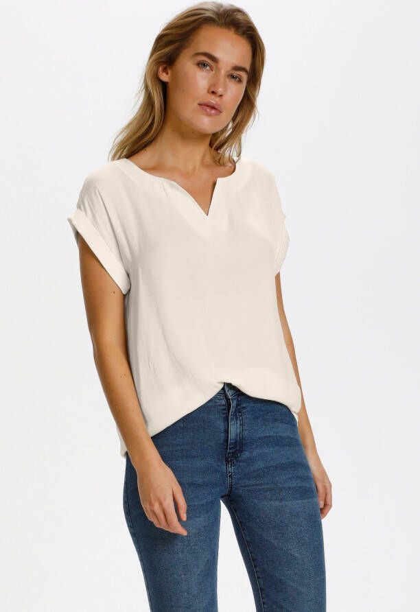 Saint Tropez Top met korte mouwen en stippenprint Beige Dames