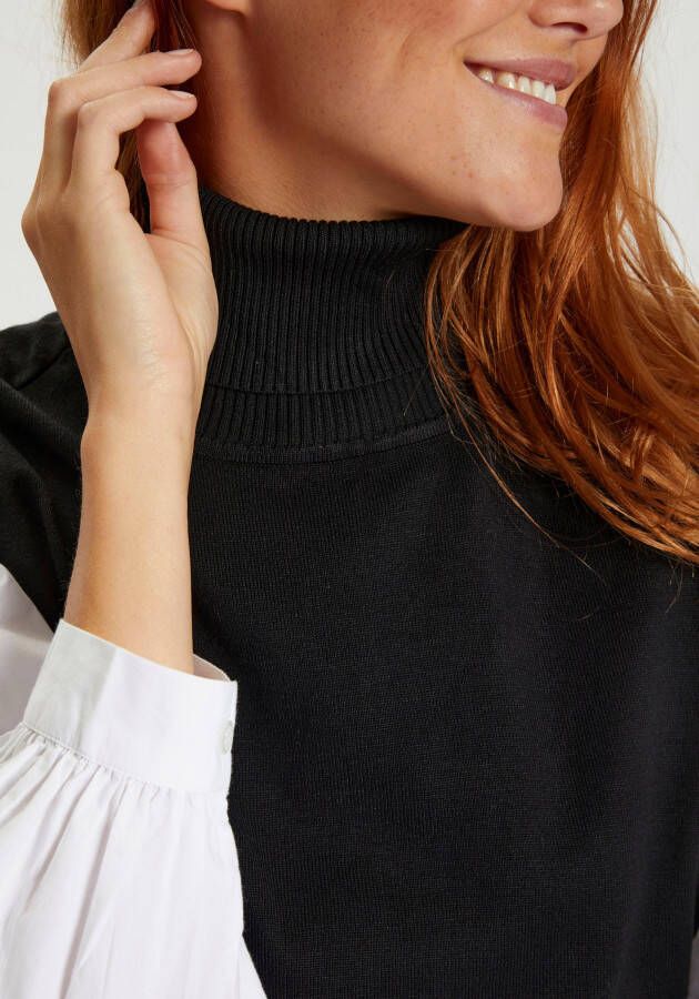 Saint Tropez Zwarte Gebreide Rolnek Vest Black Dames
