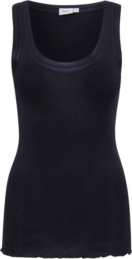 Saint Tropez Gerimpelde Rand Tank Top Nacht Hemel Blue Dames