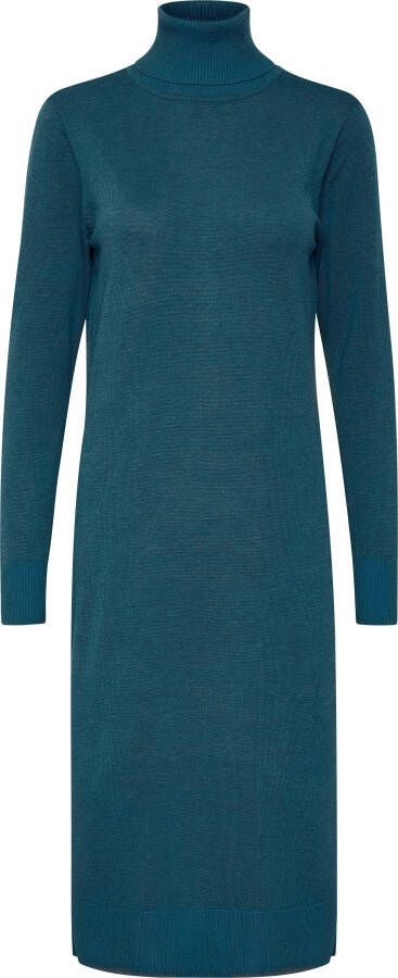Saint Tropez Zachte Gebreide Coltrui Lange Jurk Blauw Dames