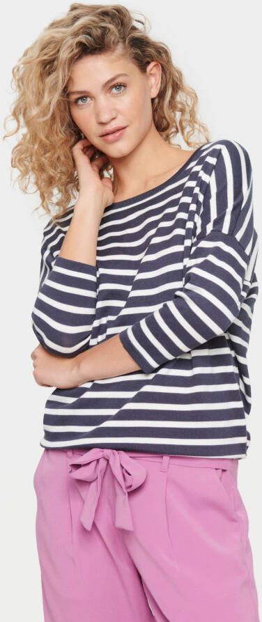 Saint Tropez Trui met 3 4-mouwen MikaSZ Striped Pullover