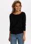Saint Tropez Zwarte R-Neck Pullover Trui met ¾ Mouwen Black Dames - Thumbnail 1