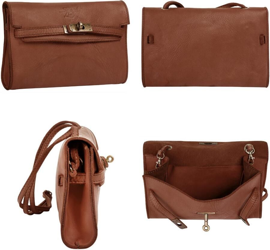 Sa tha Look Schoudertas echt leer made in italy