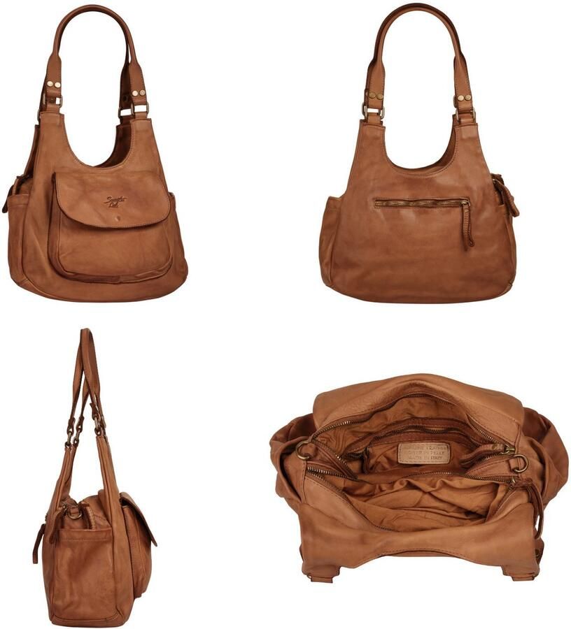 Sa tha Look Schoudertas echt leer made in italy