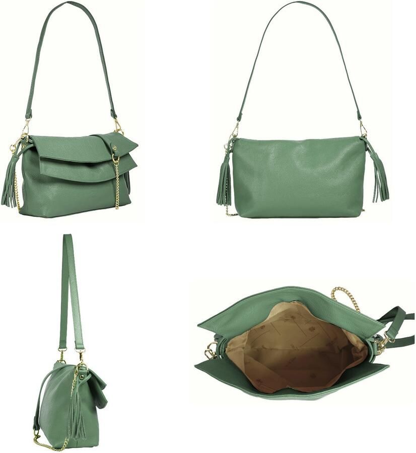 Sa tha Look Schoudertas echt leer made in italy