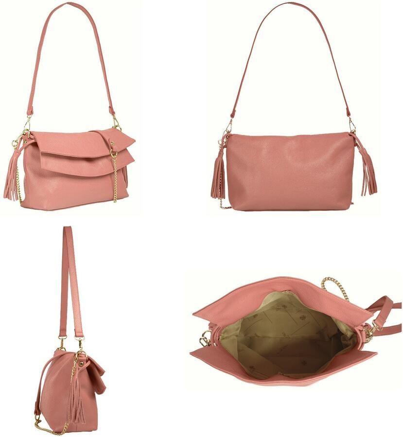 Sa tha Look Schoudertas echt leer made in italy