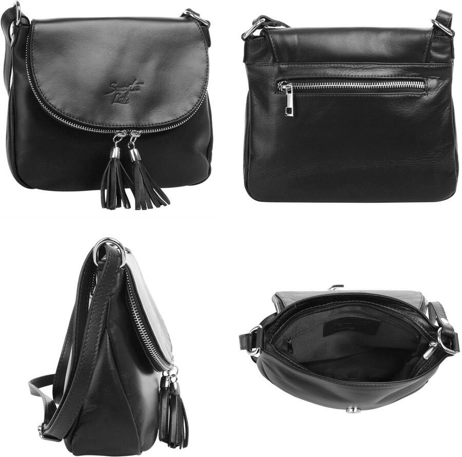 Sa tha Look Schoudertas echt leer made in italy