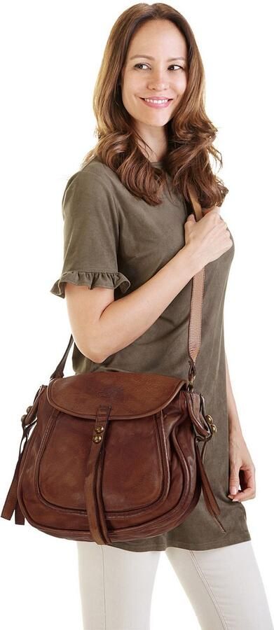 Sa tha Look Schoudertas echt leer made in italy - Foto 5