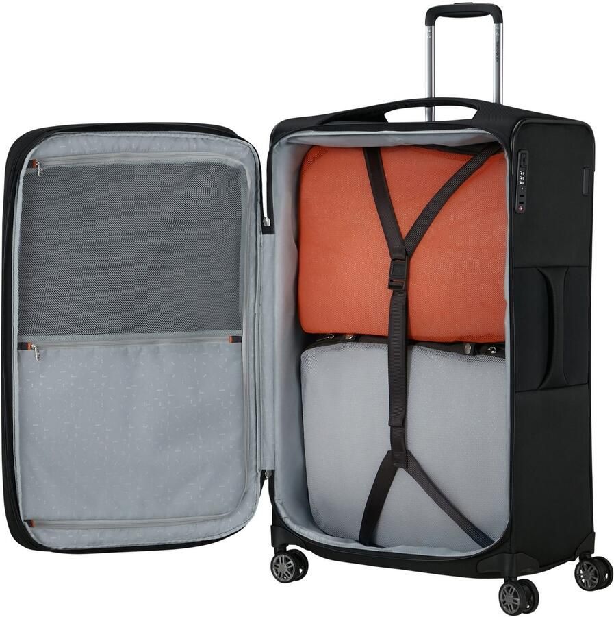 Samsonite Zachte bagage trolley RE-LITE verschillende maten en kleuren Reiskoffer TSA-slot stickervel volume uitbreiding laptopvak (set 2 stuks Met 2 pack cubes)
