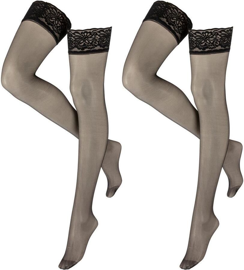 Sarlini Hold-up kousen 20 Denier Duopak kousen met kant en siliconenrand (2 paar) - Foto 2