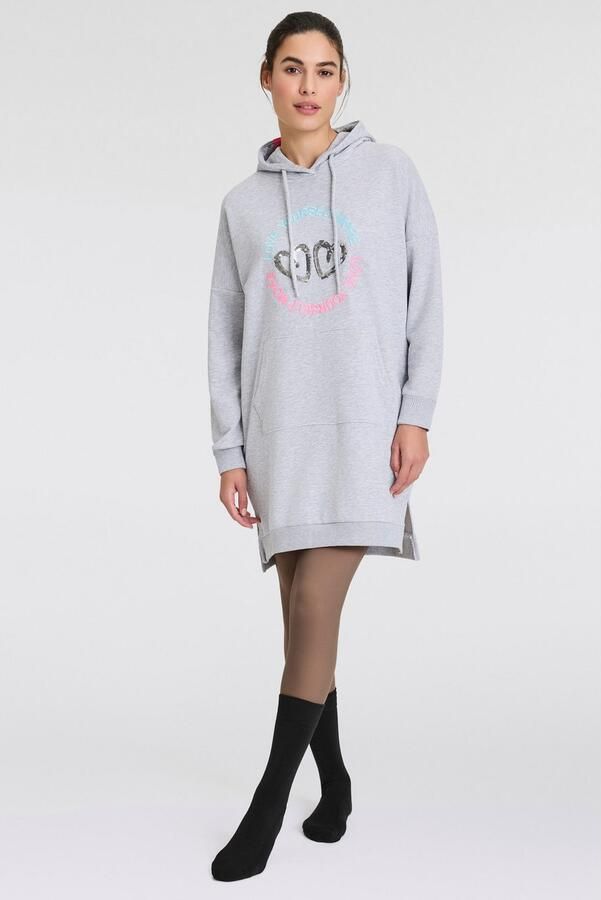 Zwillingsherz Sweatjurk Love Yourself More met capuchon zakken voor- en achtermotief en pailletten - Foto 3