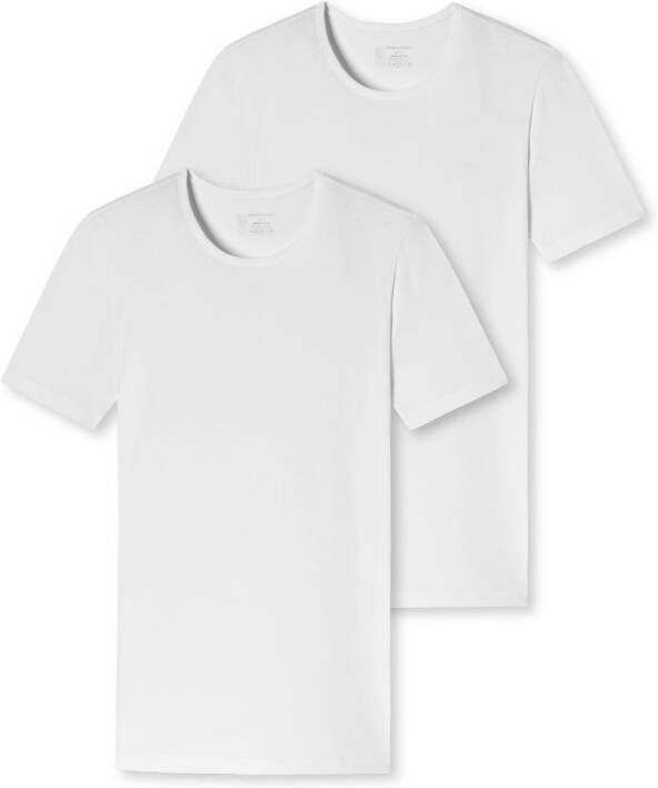 Schiesser t-shirt ondergoed aanbieding wit effen 2-pack