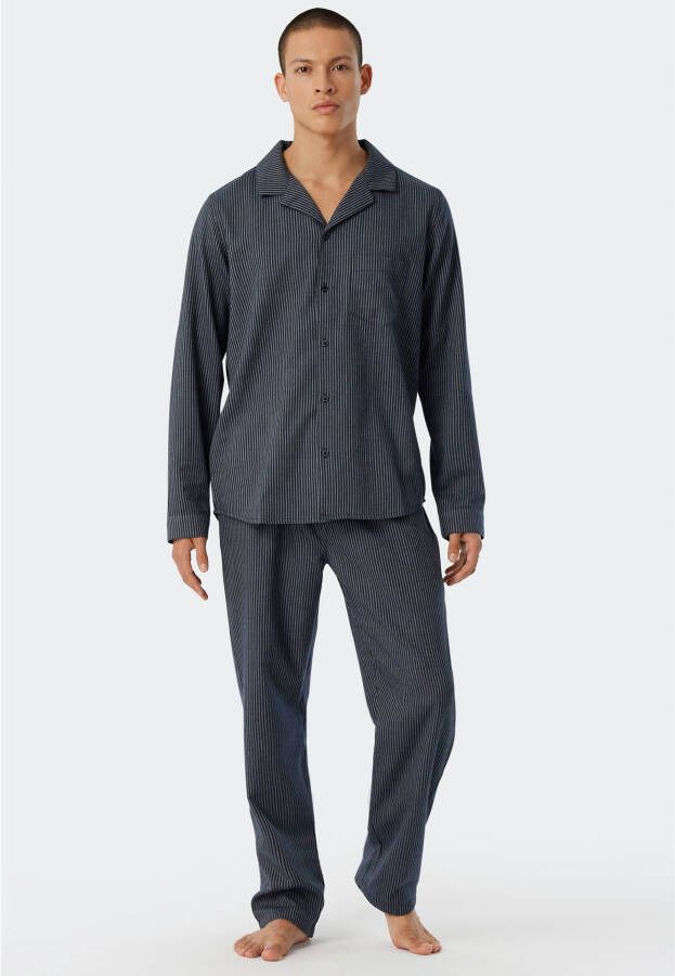 Schiesser Pyjama met streepmotief model 'Warming Nightwear Pyjama'
