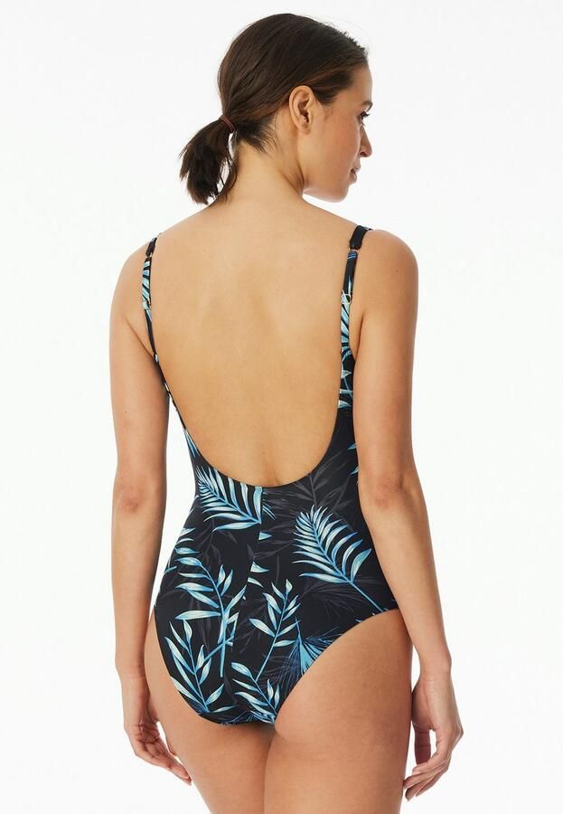 Schiesser Badpak Aqua met palmbladpatroon sportieve pasvorm - Foto 3