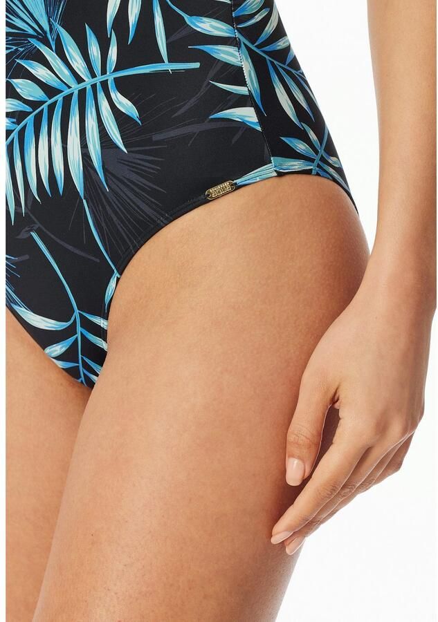 Schiesser Badpak Aqua met palmbladpatroon sportieve pasvorm