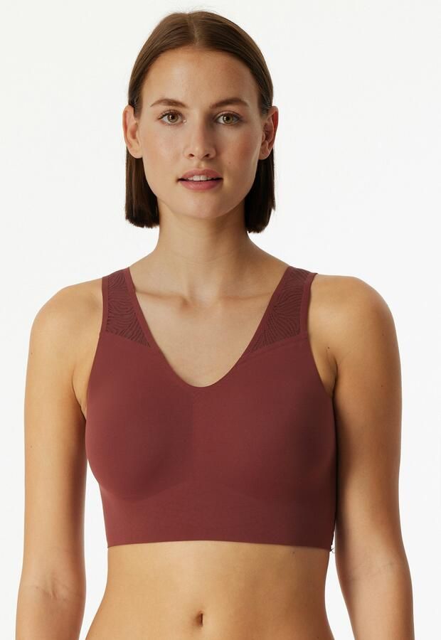 Schiesser Bustier Invisible Soft Lace uitneembare pads kanten inzetstuk v-hals - Foto 7