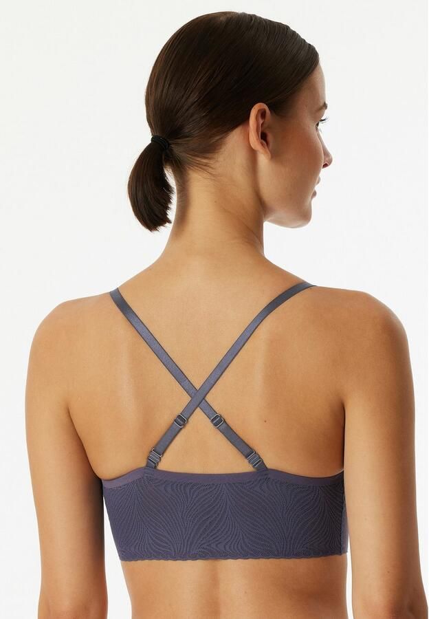 Schiesser Bustier Invisible Soft Lace uitneembare pads v-hals kant aan de voorkant lasercut-afwerkingen - Foto 4