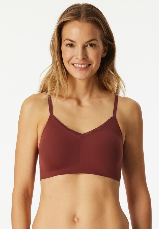 Schiesser Bustier Invisible Soft Lace uitneembare pads v-hals kant aan de voorkant lasercut-afwerkingen - Foto 6