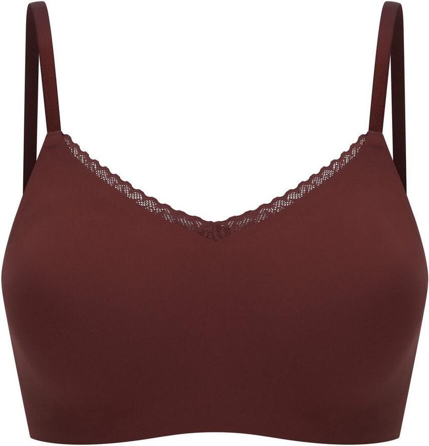 Schiesser Bustier Invisible Soft Lace uitneembare pads v-hals kant aan de voorkant lasercut-afwerkingen