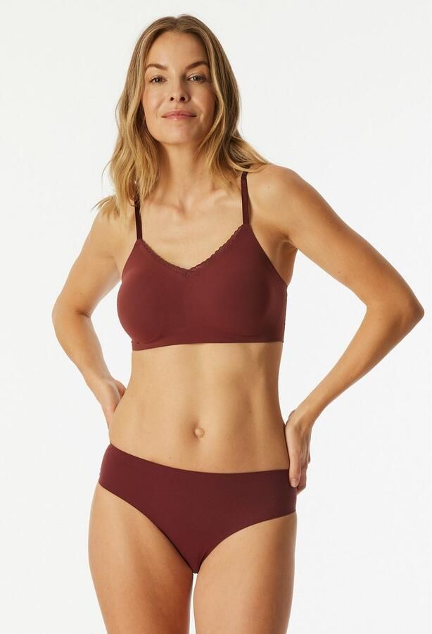 Schiesser Bustier Invisible Soft Lace uitneembare pads v-hals kant aan de voorkant lasercut-afwerkingen - Foto 5