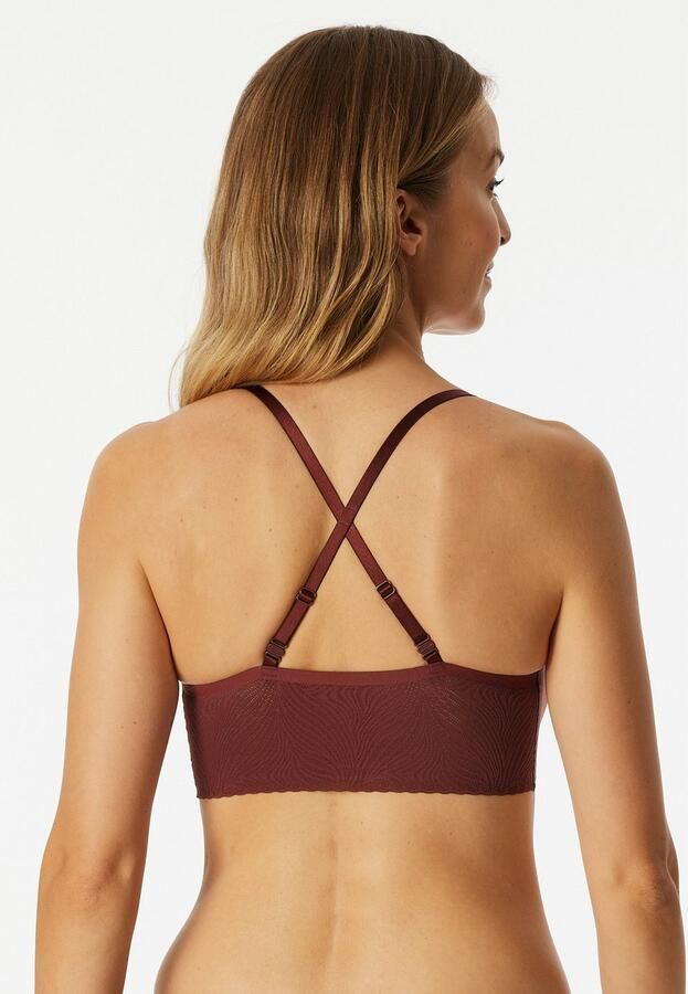 Schiesser Bustier Invisible Soft Lace uitneembare pads v-hals kant aan de voorkant lasercut-afwerkingen - Foto 4