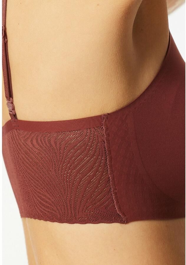 Schiesser Bustier Invisible Soft Lace uitneembare pads v-hals kant aan de voorkant lasercut-afwerkingen - Foto 2