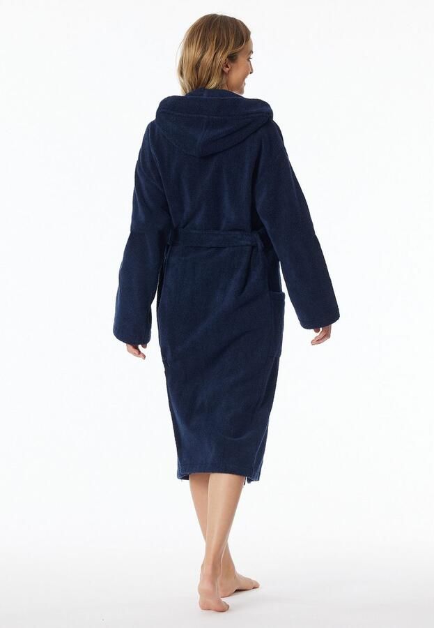 Schiesser Damesbadjas Essentials met behaaglijk zachte capuchon - Foto 4