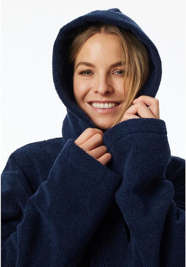 Schiesser Damesbadjas Essentials met behaaglijk zachte capuchon